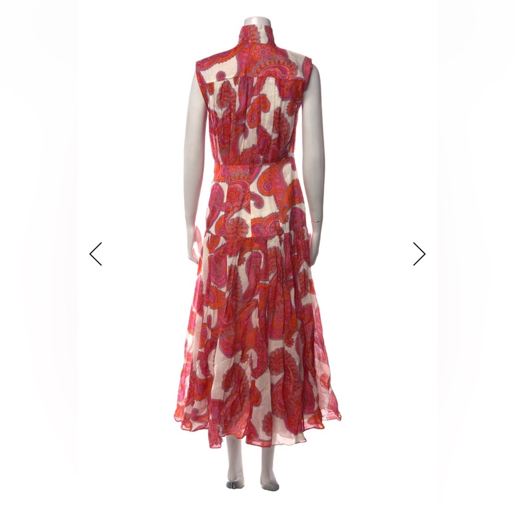 Zimmerman Rami Pink & Orange Paisley Sleeveless Midi Dress, Size 1 - Picture 3 of 3